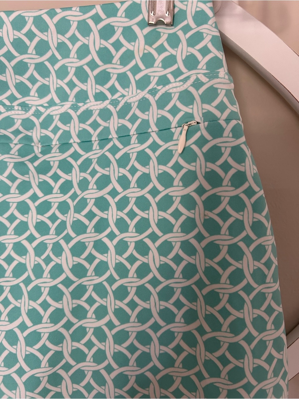 Tommy Bahama Aqua and White Geometric Golf Skort - Picture 5 of 6